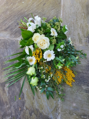 yellow and white tied sheaf