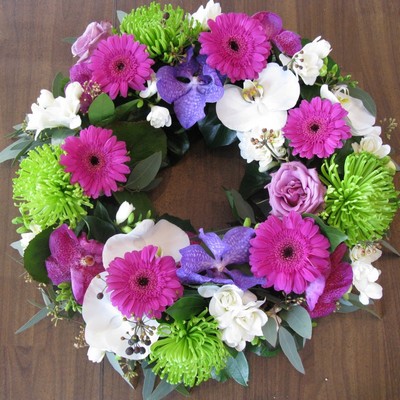 Orchid funeral wreath