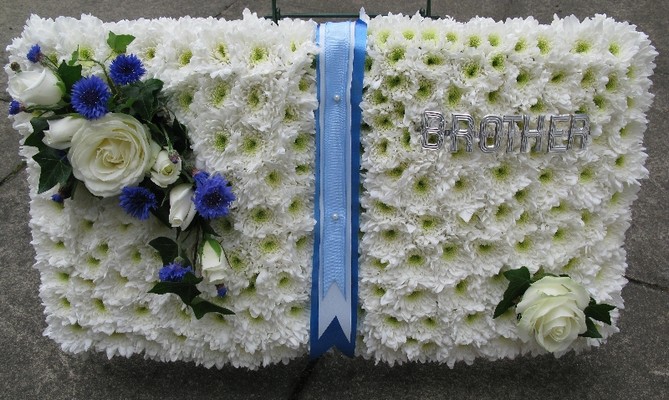 open book funeral flower tribute