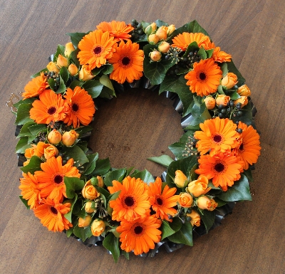 Orange funeral wreath ring