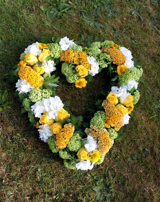 Grouped flower open heart in yellows
