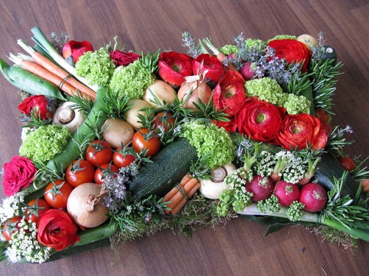 vegetable and floral pillow