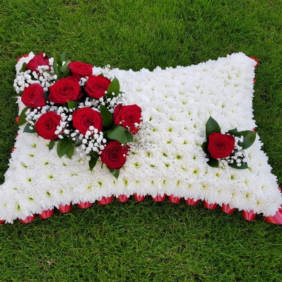 red and white pillow