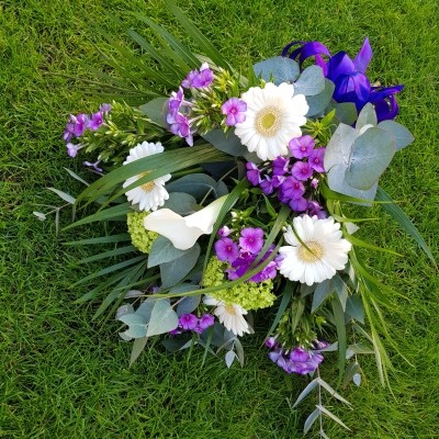 purple and white tied sheaf