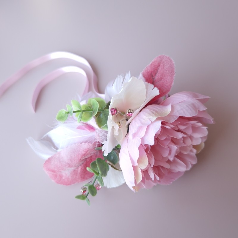 Pink Peony Faux Wrist Corsage – buy online or call 07884140471
