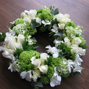 luxury white grouped funeral wreath