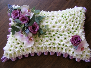 funeral pillow mauve and lilac