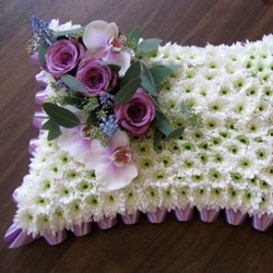 funeral pillow mauve and lilac