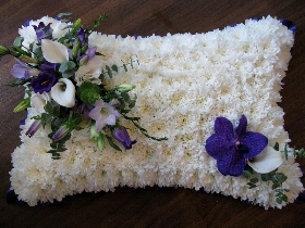 purple and white pillow