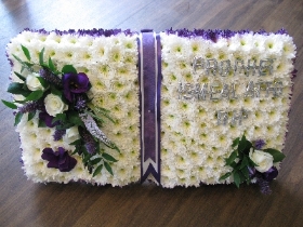 open book funeral flower tribute