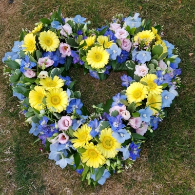 Yellow Blue Grouped Open Heart