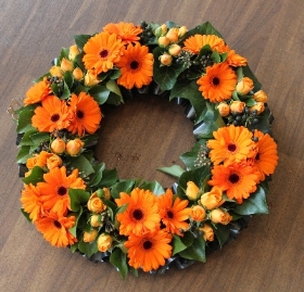 Orange funeral wreath ring