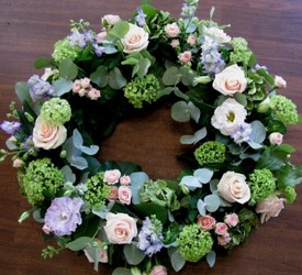 Floral pastel funeral wreath 