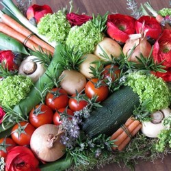 vegetable and floral pillow