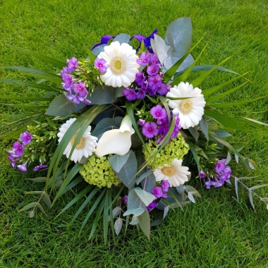 purple and white tied sheaf