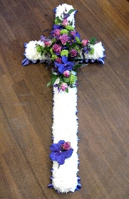 purple and mauve funeral cross