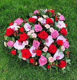 pink and red rose heart