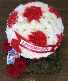 football shaped funeral tribute