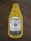 teachers whisky bottle funeral tribute