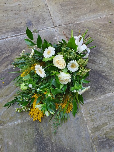 yellow and white tied sheaf