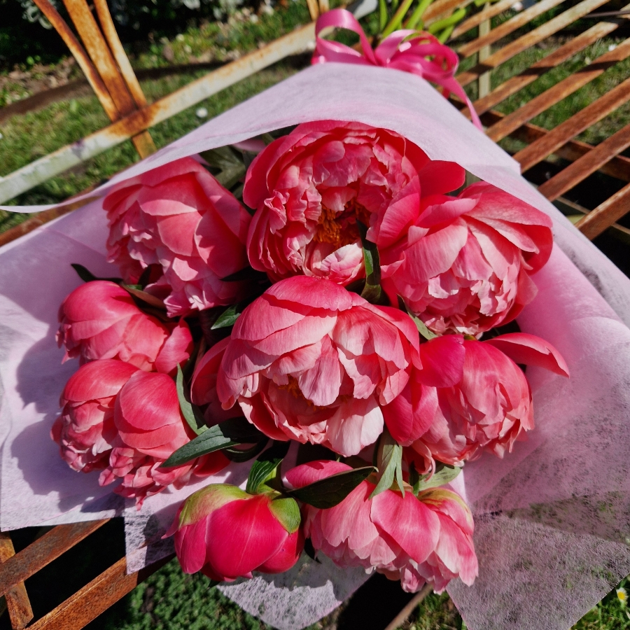 Spring Coral Charm Peony bouquet