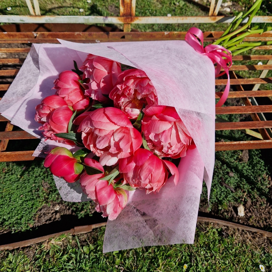 Spring Coral Charm Peony bouquet