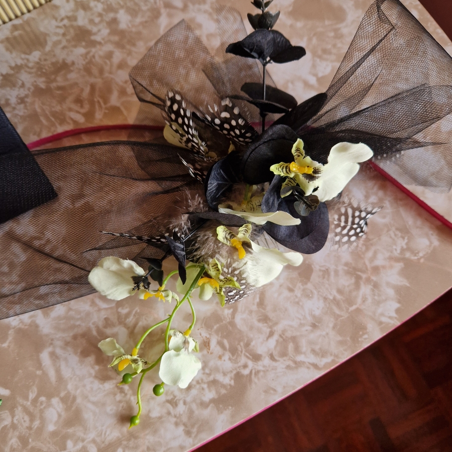 black and green faux oncidium alternative wedding accessories