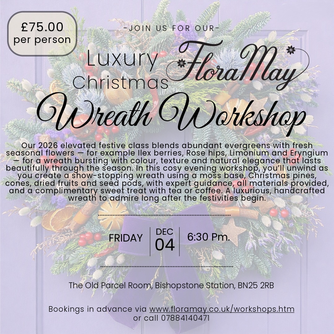 Luxury flower and foliage Christmas Wreath making workshop