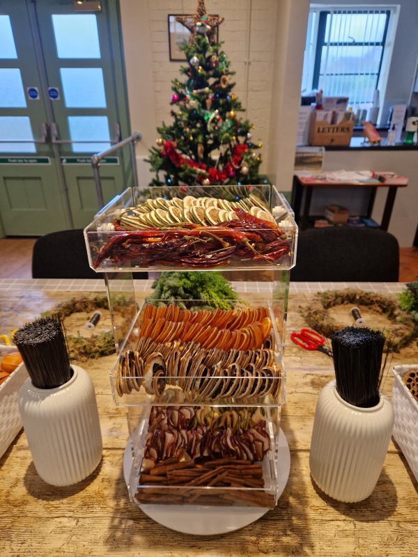 Christmas Wreath making workshop, Bishopstone station, handmade door wreath