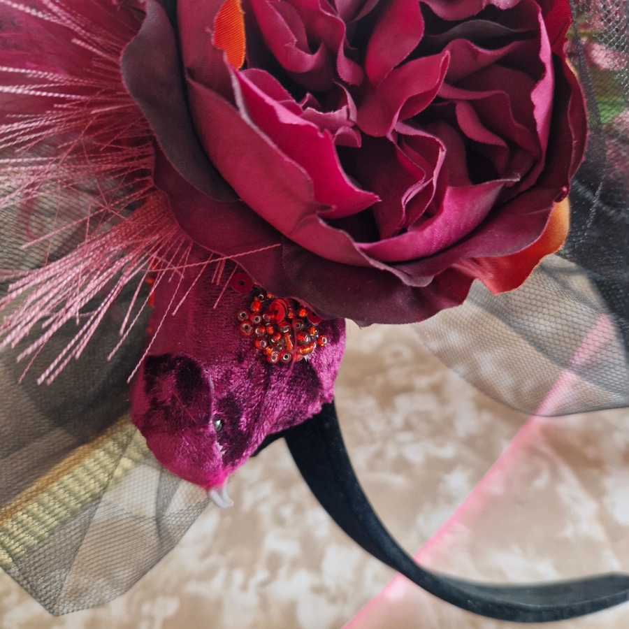 Gothic style wedding faux flower handmade headband