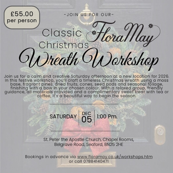 5th Dec 1pm St.Peters Church Seaford Christmas Wreath Workshop