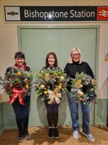 Christmas Wreath making workshop, Bishopstone station, handmade door wreath