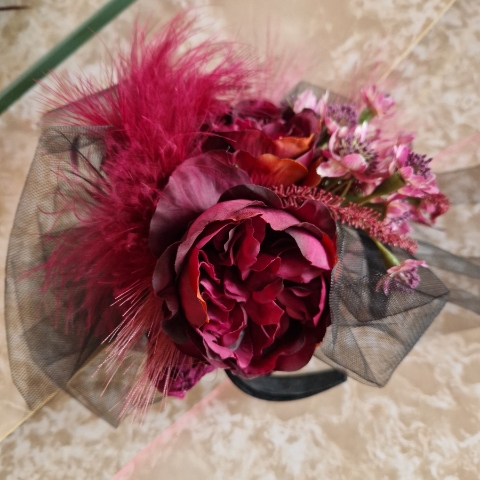 Gothic style wedding faux flower handmade headband