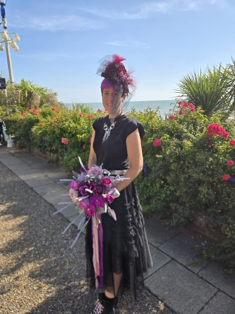Gothic style wedding faux flower handmade headband