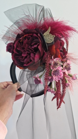 Gothic style wedding faux flower handmade headband