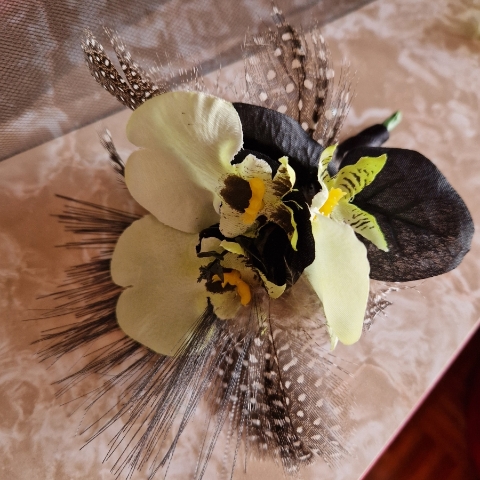 black and green faux oncidium alyernative wedding accessories