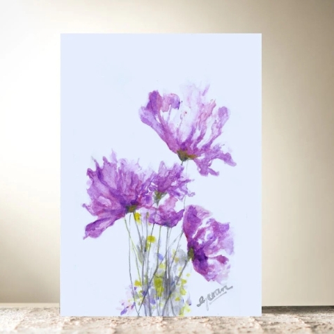 Handmade-style greeting card supporting artists facing homelessness